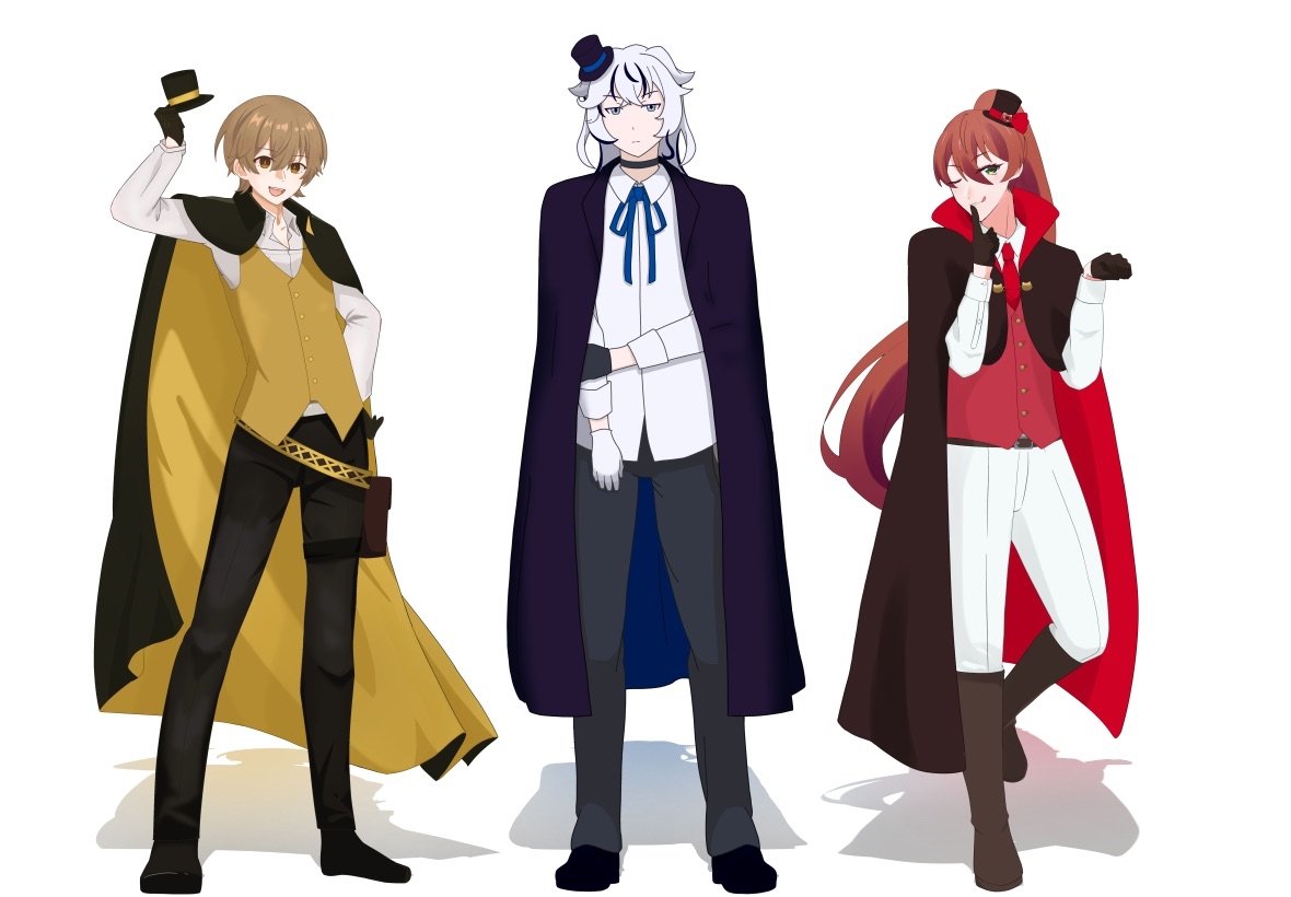pj_Devolver's tweet photo. 【GW毎日 #デボ絵 】

一次創作『Devolver』のイラストを
期間中 (5/2～5/6) 毎日投稿！

３人の怪盗
チェス・ウォル・ネコロがついに集合！

▼▽ プロジェクトの詳細はこちら ▽▼
https://t.co/F0rLJoHA0W

#Devolver #一次創作 #oc https://t.co/PeSkCQosuF