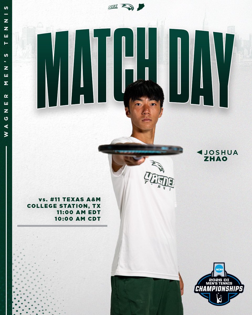 IT’S TOURNAMENT MATCH DAY!! 🏆 🎾 

🆚 # 11 Texas A&amp;M
📍 College Station, TX
🕙 11 a.m. EDT/10 a.m. CDT
🏟️ Mitchell Tennis Center
📺 12thman.com

#LetsFly | #NECTennis | #NCAATennis