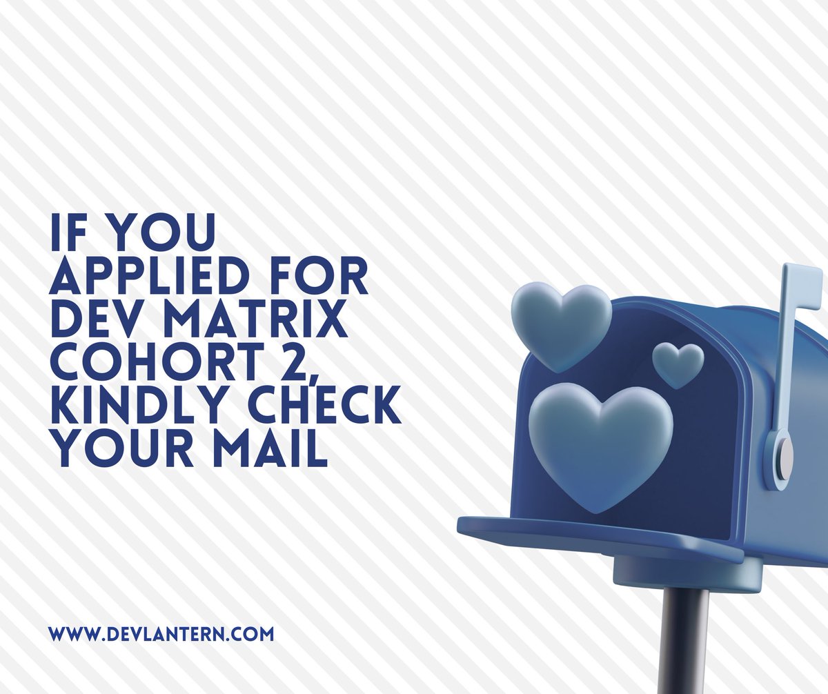 dev_lantern's tweet photo. Dev Matrix applicants, you’ve got a mail.
Kindly check your mail

#tech #fyp #devmatrix #devlantern https://t.co/IKqFtMzCq5