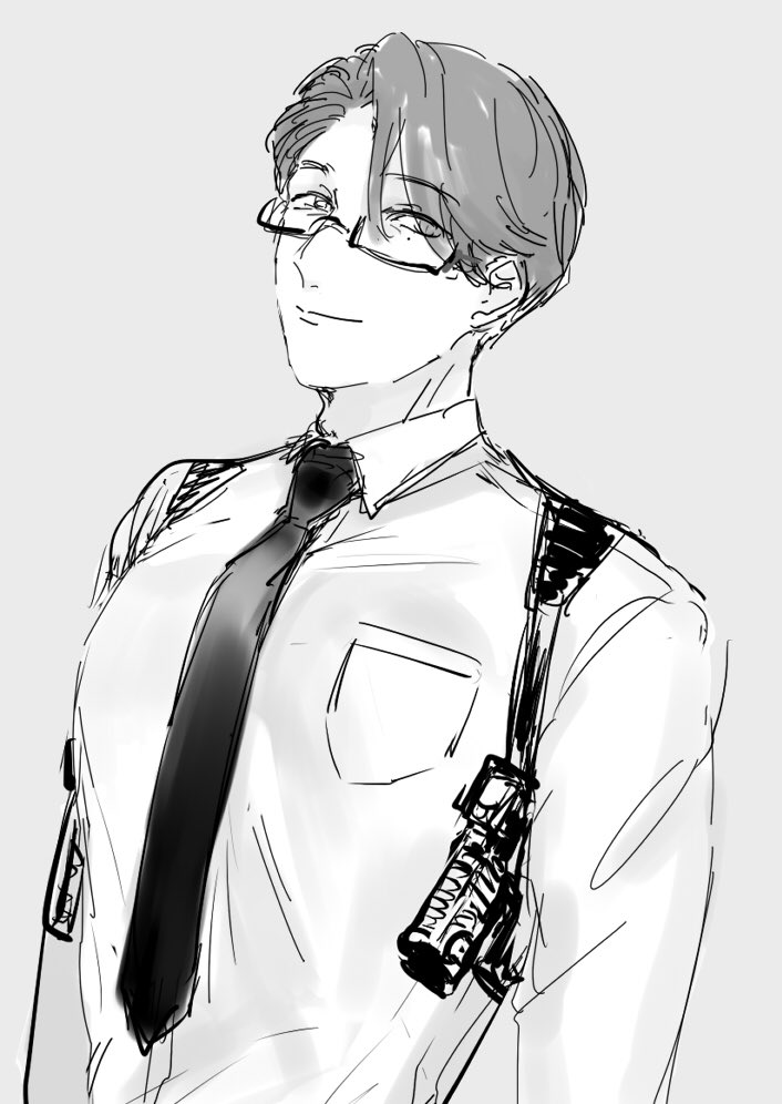 fff_kma9's tweet photo. 通過前に私が描いた加瀬チーフ、完全にエロい目で見てるのがバレバレ(脇下型のホルスターいいよねという話をしたかった) https://t.co/pUDW1rpIaQ