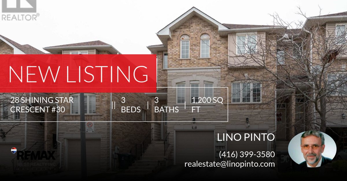lino_pinto's tweet photo. 📍 New Listing 📍 Take a look at this fantastic new property that just hit the market located at 28 Shining Star Crescent #30 in Toronto (mount Dennis). Reach out here or at (416) 399-3580 for more information

Lino Pinto | Real Es... https://t.co/4LtRepuvUE https://t.co/ZbqbJ3j9C5