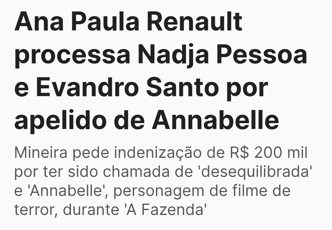 Curiosa a postura de Ana Paula de apelidar colegas de confinamento e afirmar que isso não é negativo, quando apelidaram ela na fazenda, ela não gostou e processou