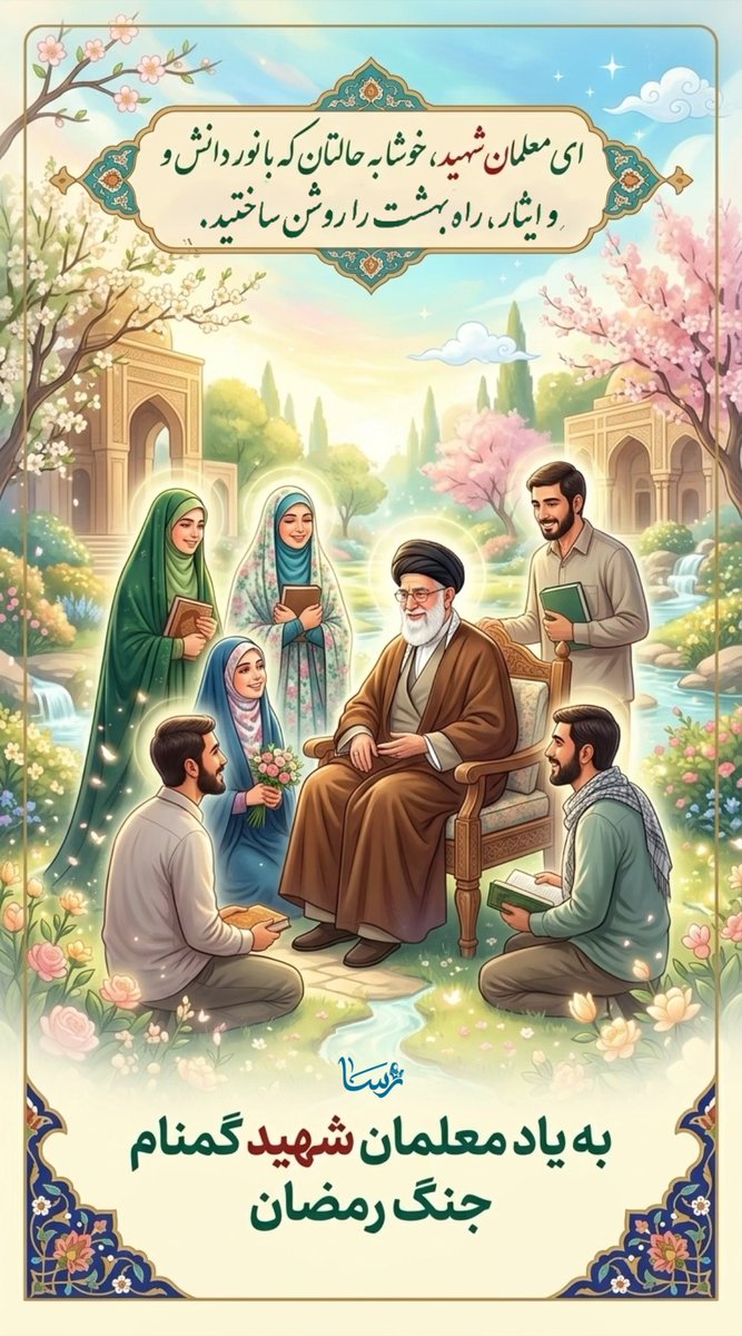 معلم شهید مرزبانِ بیمرزِ داناییست . . 
کسی که نه در کلاس که در تاریخ درس پس میدهد و شاگردانش نه نمره که معنای وطن را ۲۰ گرفتند.
یادشان سندِ زنده بودنِ راهیست که رفتند . .🌿