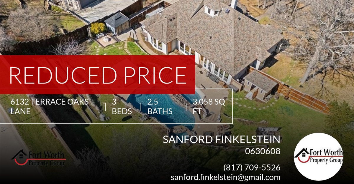 fwpgteam's tweet photo. 📍 Reduced Price 📍 This recently reduced home at 6132 Terrace Oaks Lane in Fort Worth won't last long, so, don't wait to set up a showing! Reach out here or at (817) 709-5526 for more information!

Sandy Finkelstein
Owner / Fort W... https://t.co/uA4AXOL1PS https://t.co/Q9KZPPP58J
