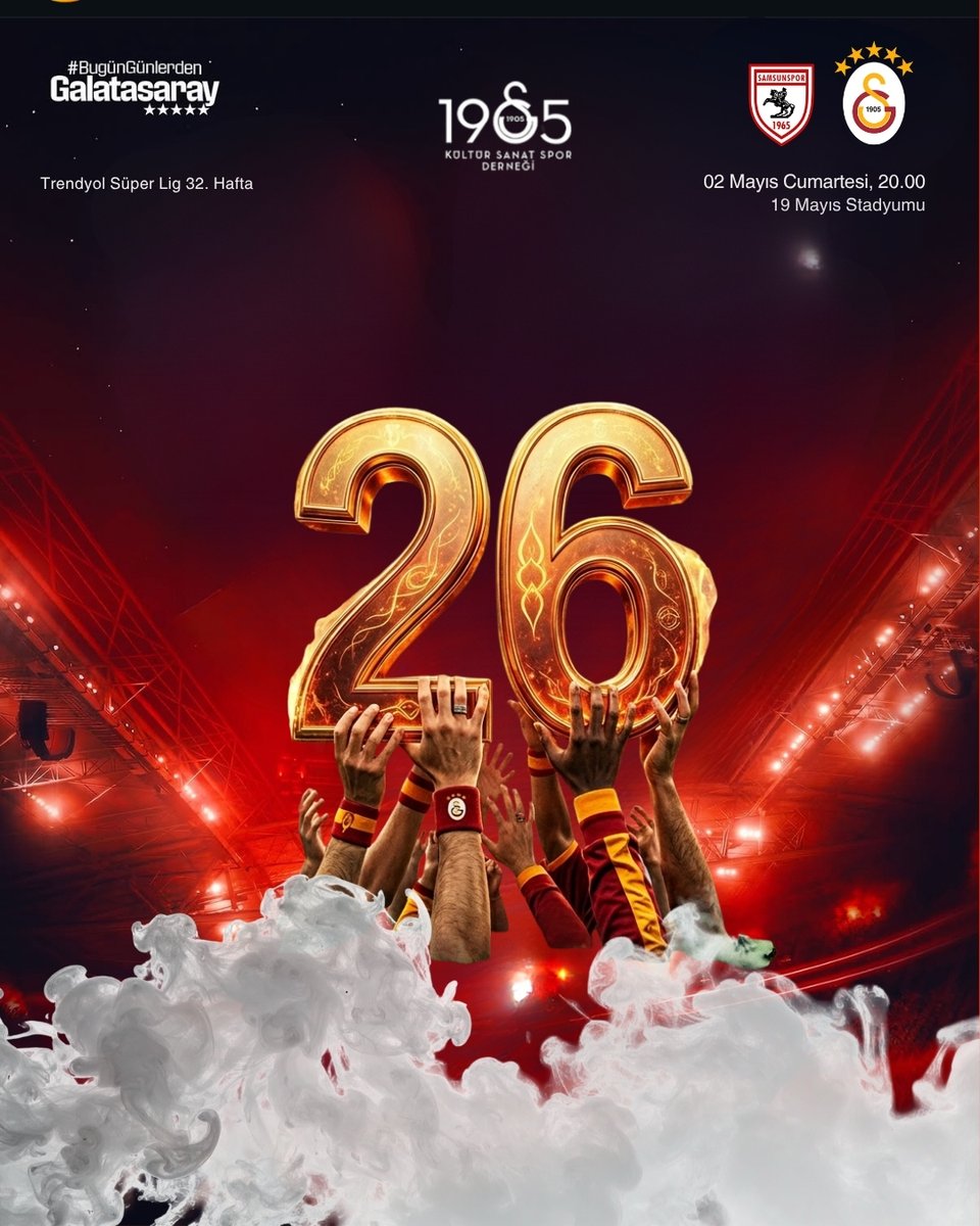 1905kssdorg's tweet photo. #BugünGünlerdenGALATASARAY 💪

🏆 Trendyol Süper Lig 2025-2026 Mehmet Ali Yılmaz Sezonu
🗓️ 32. Hafta
⚽ Samsunspor
📆 02.05.2026
⏰ 20.00
🏟️ Samsun Yeni 19 Mayıs Stadı
📲 #SAMvGS https://t.co/SG83hAZKz2