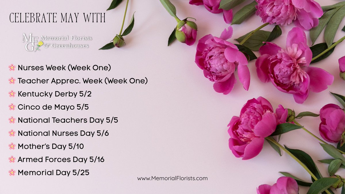MemorialFlorist's tweet image. From May Day blooms to Memorial Day honors—and making Mom’s day extra special on May 10th! 🩷🌸 
Celebrate May's special moments with Memorial Florists. 💐

#May2026 #MothersDay #MemorialDay #MFG #CelebrateWithFlowers #AppletonFlorist