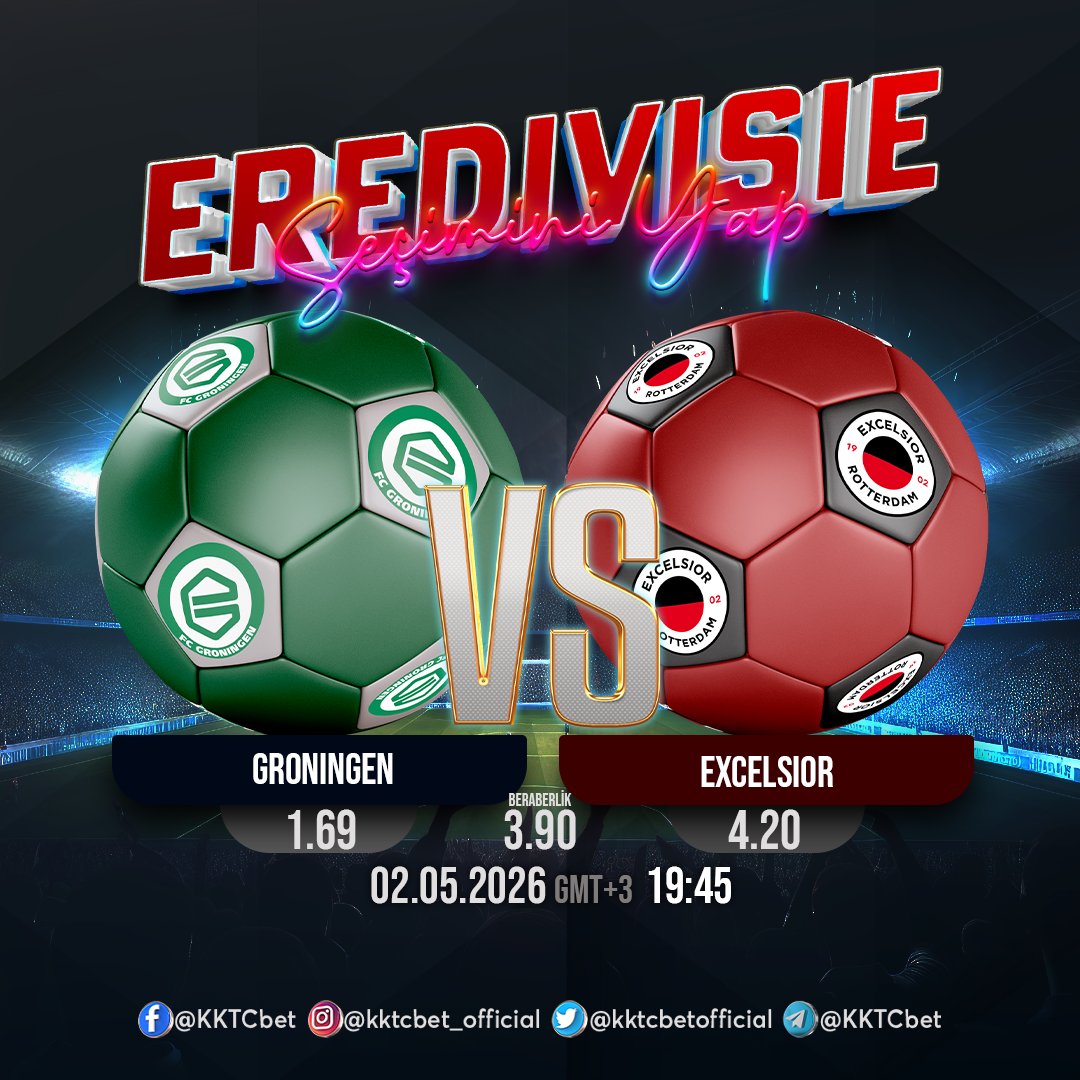 KKTCbetofficial's tweet image. Groningen vs Excelsior 🏆

Eredivisie kapsamında Günün Beklenen Mücadelesi! ⚡️
💰 Oranlar: 1: 1.69 | X: 3.90 | 2: 4.20
✨ Favorini belirle, sen de kazan!

#Eredivisie #Groningen #Excelsior #GününMaçı #kktcbet