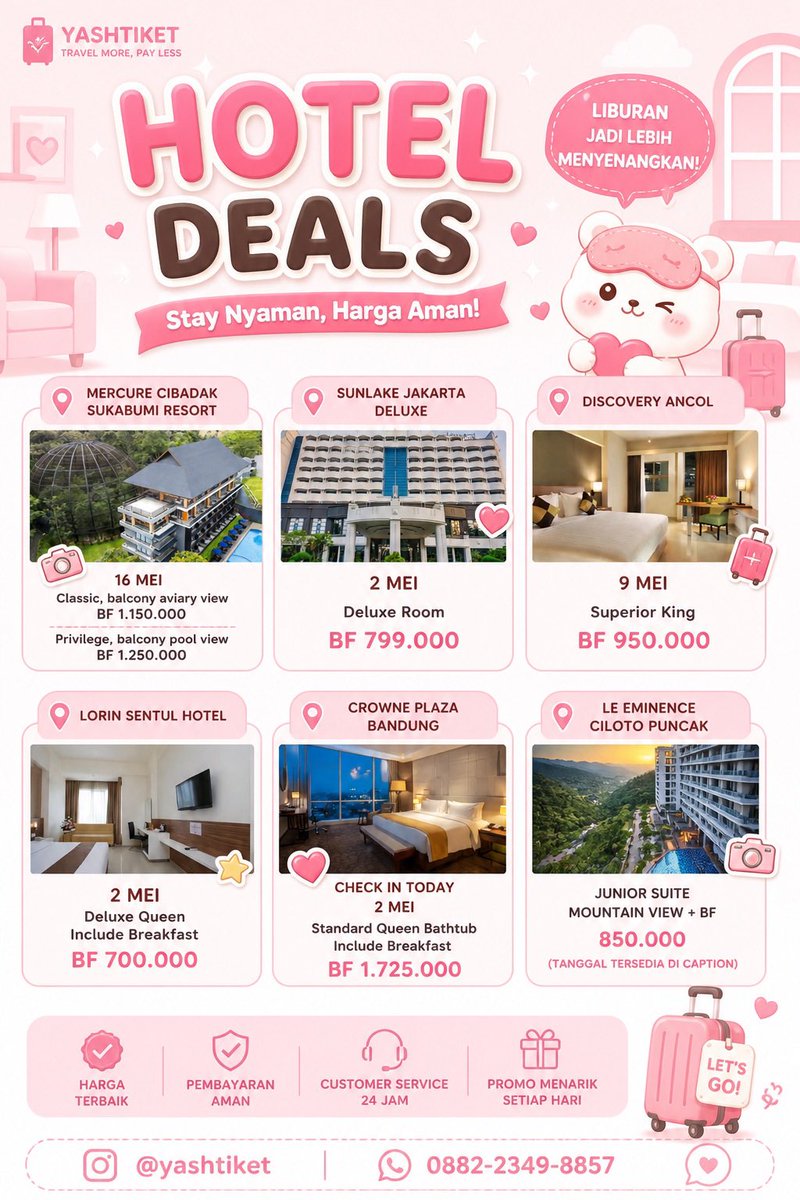 yashtiket's tweet photo. hotelll murah nya kakkk🥰🫰🏻 https://t.co/ZEodiMfH4W