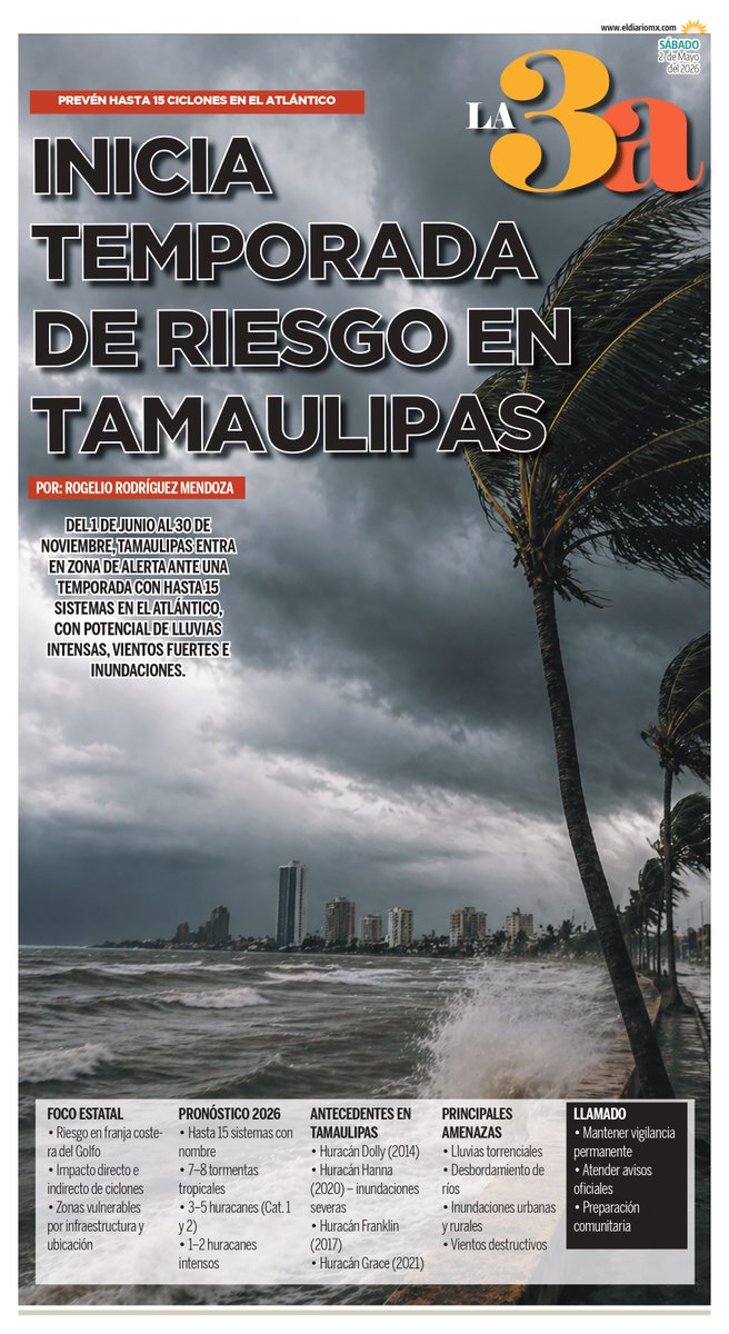 El_DiarioMx's tweet image. Te compartimos nuestras portadas, para mantenerte mejor informado.📰
Y suscribase a nuestro canal de WhastsApp: 👉 shorturl.at/sSU23! 📰🤳
#CdVictoria #Tamaulipas