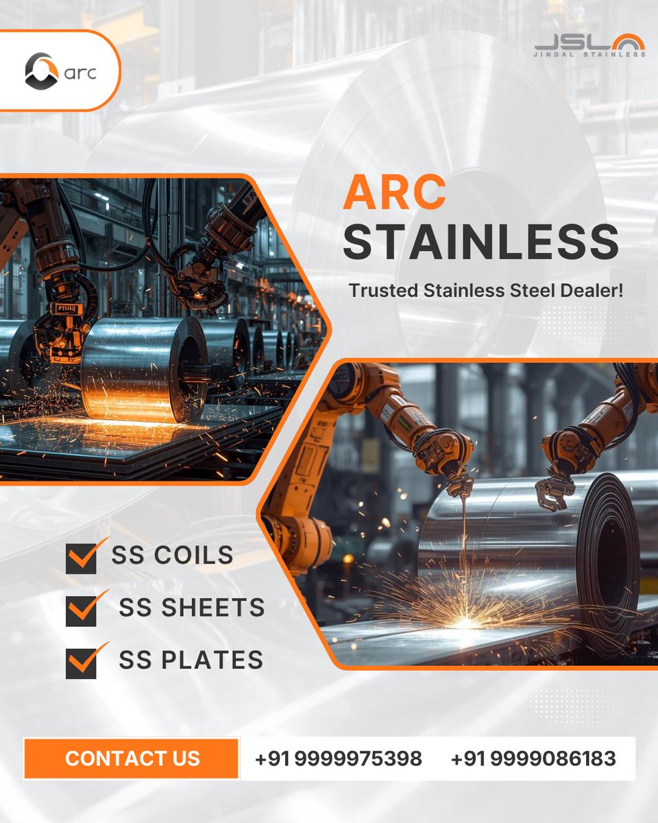 arcstainless_'s tweet image. Arc Stainless - Trusted Stainless Steel Dealer
Website: arcstainless.in
Call us: +91 9999975398
Call us: +91 9999086183
#stainlesssteel #stainlesssteelcoils #stainlesssteelsheets #arcstainless #arc #stainless #industrial #sscoils #sssheets #metal
