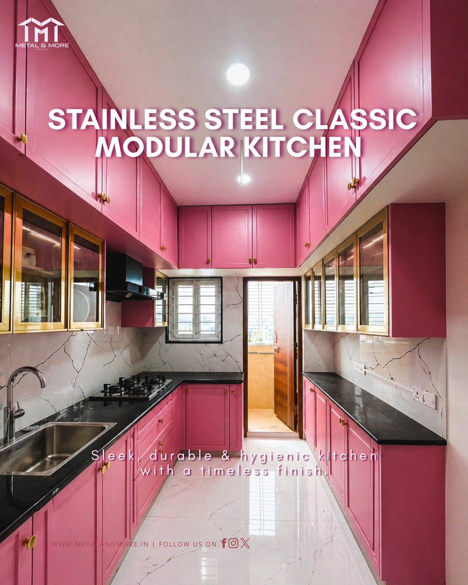 MetalandMoreHyd's tweet image. Upgrade to a Stainless Steel Modular Kitchen—sleek, hygienic &amp;amp; built to last. ✨ No rust, no compromise—just premium performance + timeless design. Ready to transform your space? DM now! #ModularKitchen #StainlessSteel #InteriorDesign #DreamKitchen