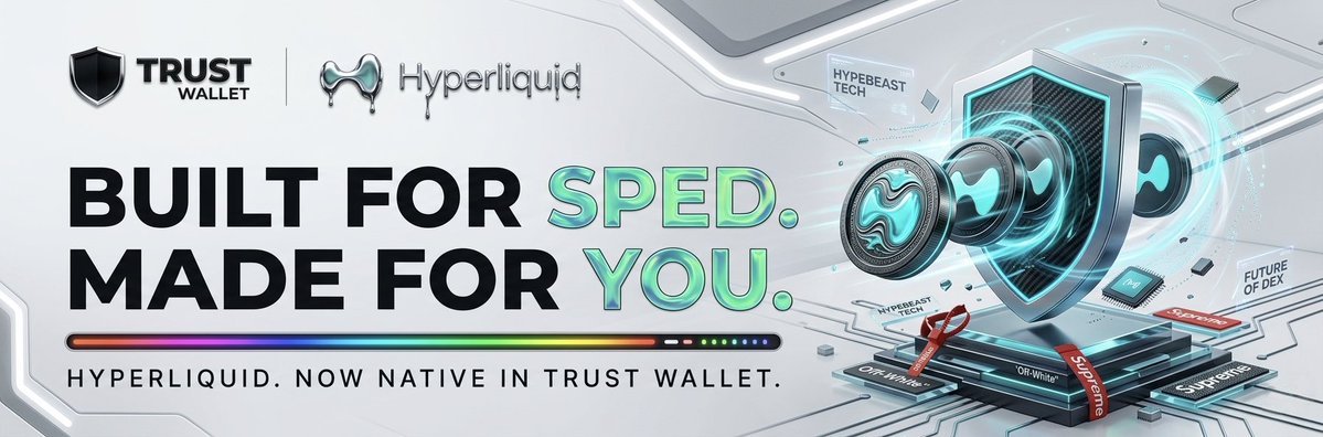 JACulo1's tweet image. Putting my best into this one 🔥
Premium banner concept for Trust Wallet × Hyperliquid. Strong shield integration with dynamic HYPE elements  clean, modern, and built for millions of users.

Ready for the main banner slot! @TrustWallet #HYPE