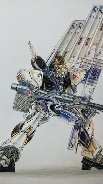 描いた色鉛筆画です νガンダム✨ A3ケント紙 #色鉛筆画