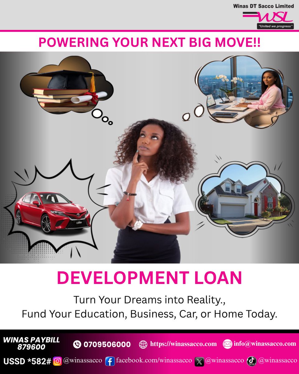 Winassacco's tweet photo. With WINAS DT SACCO’s Affordable Development Loan, owning land or building your dream home is easier than ever. Extended repayment + low rates = smart investing peace of mind. 💵

Apply today &amp; secure tomorrow! #OwnLandWithWinas #BuildWithWinas #SmartInvestments #AffordableLoans https://t.co/Sl0dvM8cMc