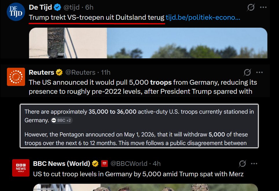 peetersfrank2's tweet photo. Wie goed geïnformeerd wil zijn, gelooft nooit het n-va-krantje van Isabel Albers #DeTijd, noch HLN.
Nee, trump trekt VS-"troepen" niet weg. https://t.co/q0pnO73qwL