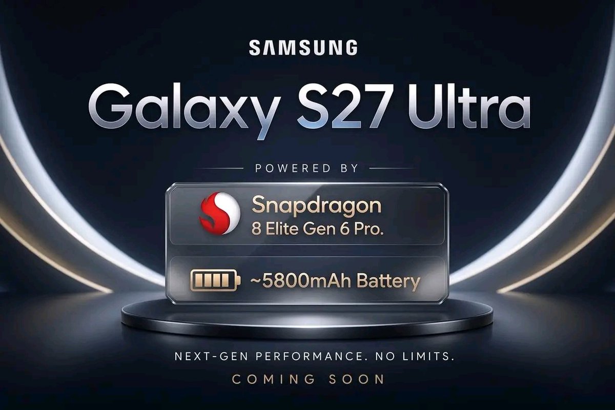 iDroidTalks's tweet photo. Galaxy S27 Ultra leak 👀

• ~5,800mAh battery (Si/C)
• Not chasing 6,000mAh+🔋 

But here’s the twist:
• M16 OLED (higher efficiency)
• Snapdragon 8 Elite Gen 6 Pro 
• Better thermals

Efficiency > size? ⚡
Can it beat 6,000mAh rivals? https://t.co/976wejDYXx