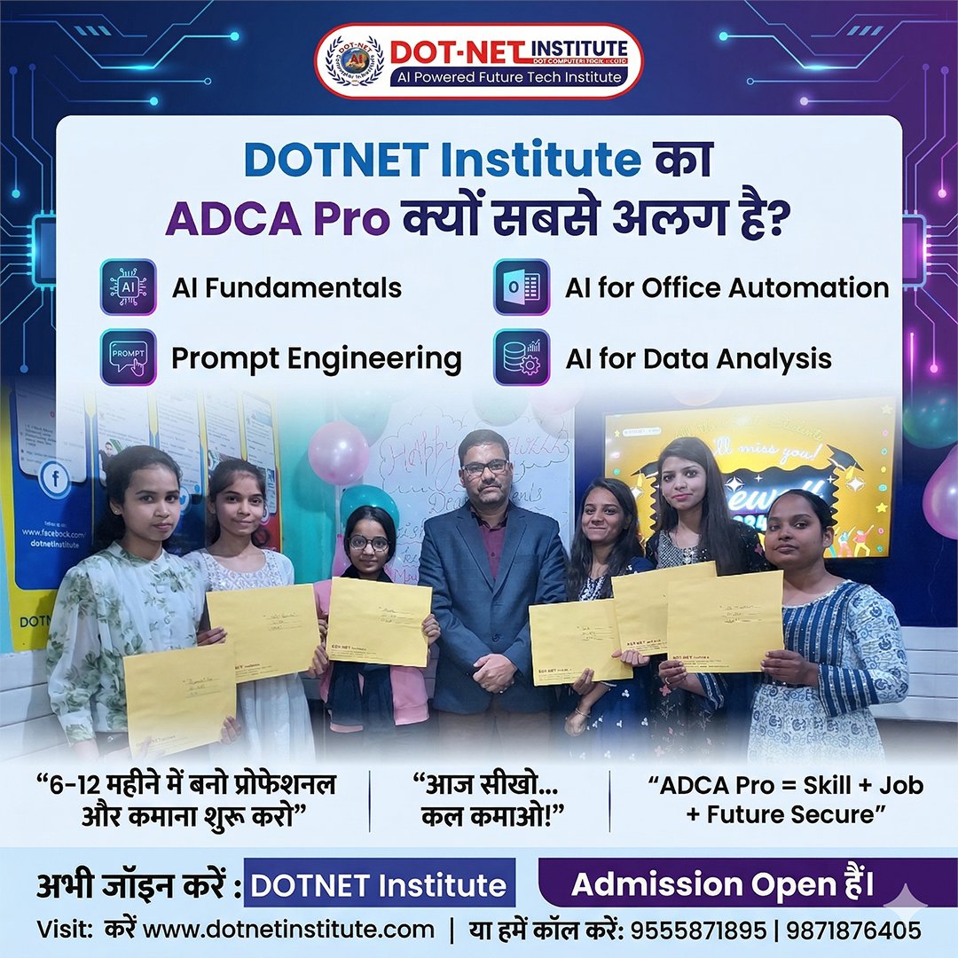 dotnetinstitute's tweet image. ADCA Pro क्यों सबसे अलग है?🤔
Because बाकी courses आपको सिर्फ Office सिखाते हैं...
हम आपको AI के साथ Office सिखाते हैं!🚀
👉 Join Now: dotnet.courses.store/courses/813748
📞 Call Us : 9555871895 | 9871876405
🎓 DOT-NET INSTITUTE🎓
AI-Powered Future Tech Institute
#CareerGrowth
#LearnAndGrow