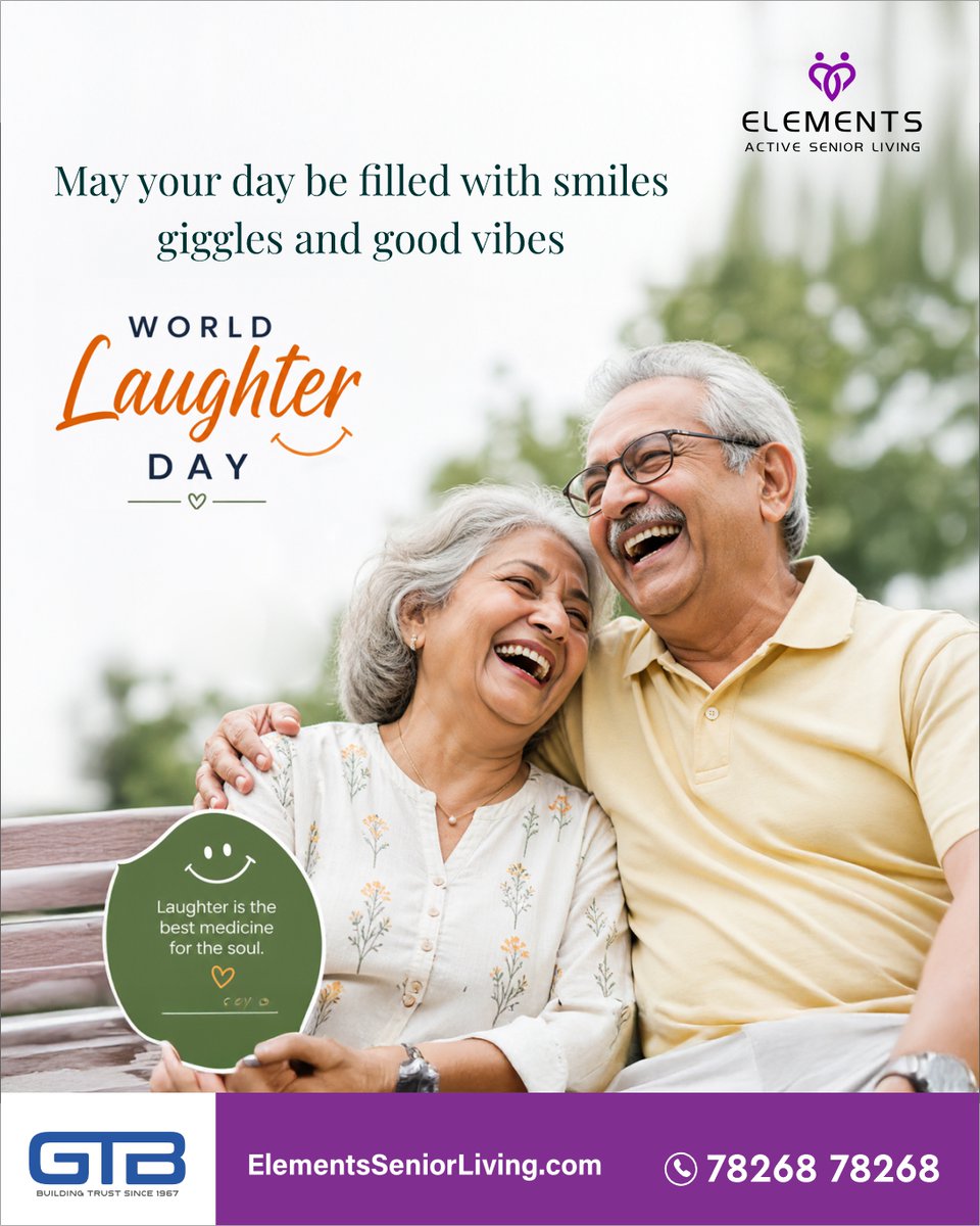 ElementsSenior's tweet image. World Laughter Day 
Joy has no age—every laugh brings us closer. 

#SeniorLiving #WorldLaughterDay #Togetherness