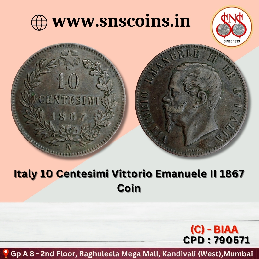sns_coins6055's tweet image. Italy 10 Centesimi Vittorio Emanuele II 1867 Coin
For online purchase visit
👇
snscoins.in / snscoins.online
#numismatist #coincollecting #collection #SNSCoins #Numismatics IndianCoins coin snscoins