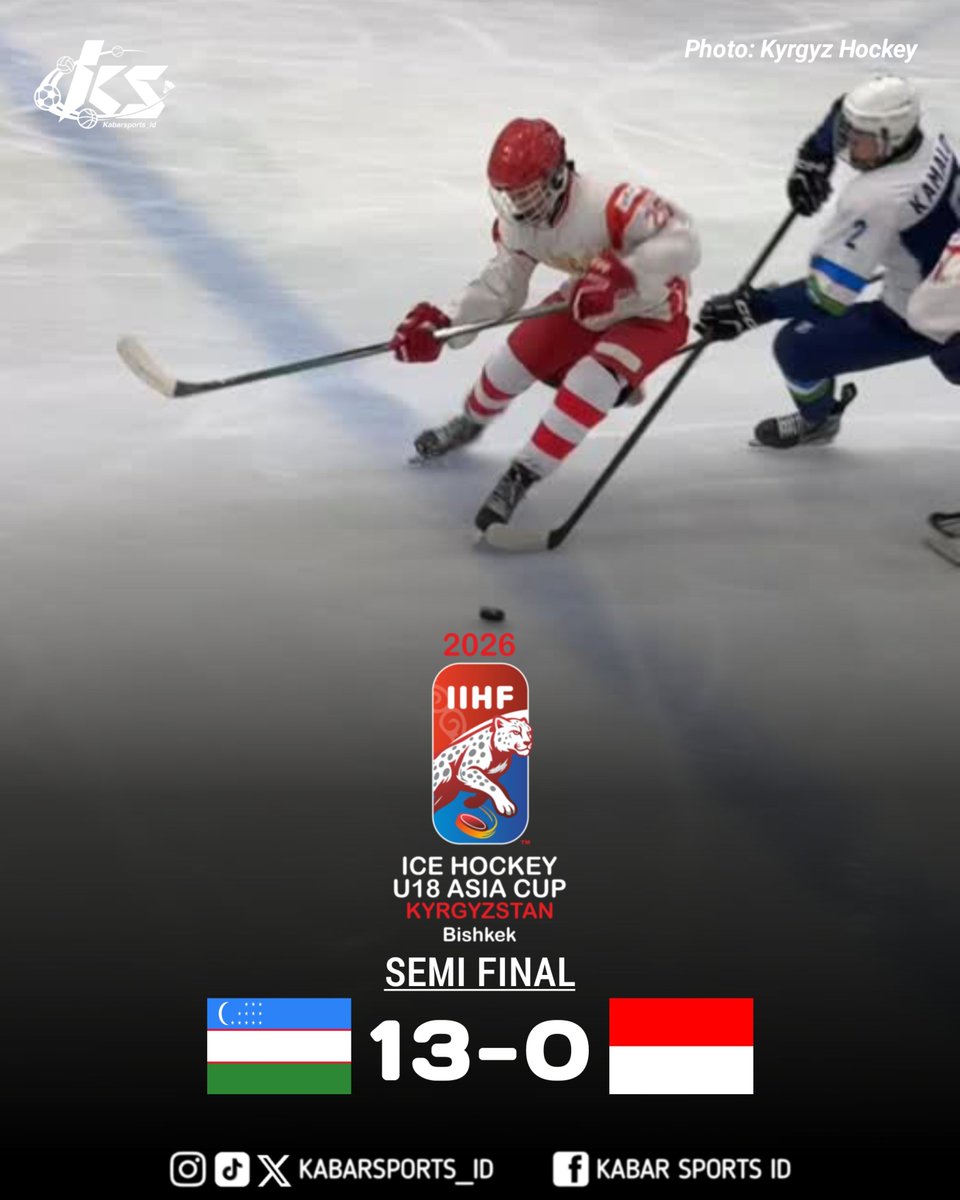 kabarsports_id's tweet image. IIHF Ice Hockey U18 Asia Cup 2026

SF: Uzbekistan 🇺🇿 13-0 🇮🇩 Indonesia

#IceHockey #IIHFU18AsiaCup