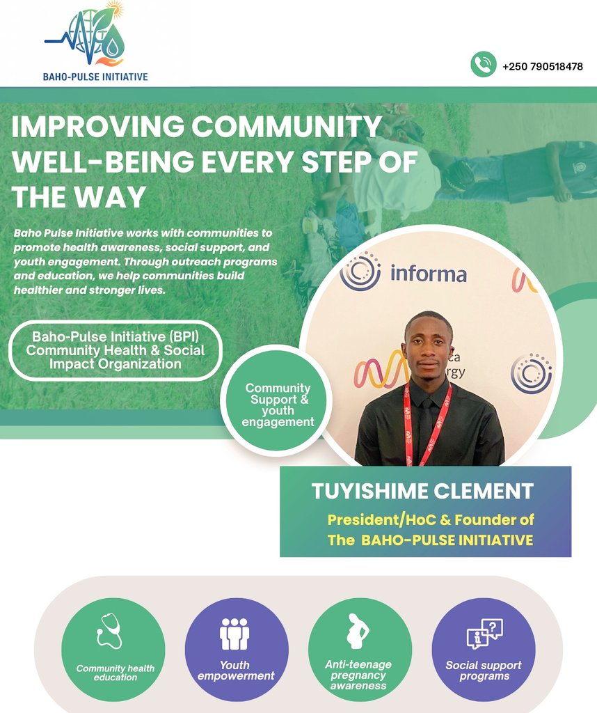 TUYISHIME_PK's tweet photo. @BahoInitiative is a youth-led initiative founded by same #SocialWork students from the (@Uni_Rwanda) at Huye campus.
•We focus on improving community.
• supporting government programs to reach those who need them most.(..)
Driven by impact through: #CRPP #CASDP #HNP #FSP. https://t.co/pxaGgBfbmR