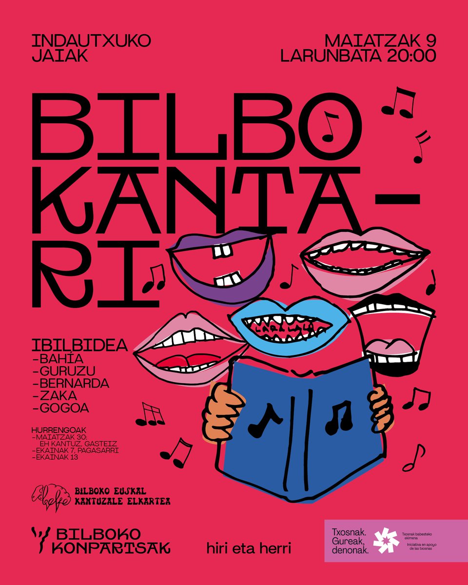 bilbokantari's tweet photo. Datorren larunbatean: Bilbo Kantari berezia! Etor zaitez abestera Indautxuko Jaietara!

📍Bahia Taberna
📍 Manuel Allende 12, kalea
🗓  Maiatzak 9, larunbata
🕢 20:00 https://t.co/397gM2VI2D