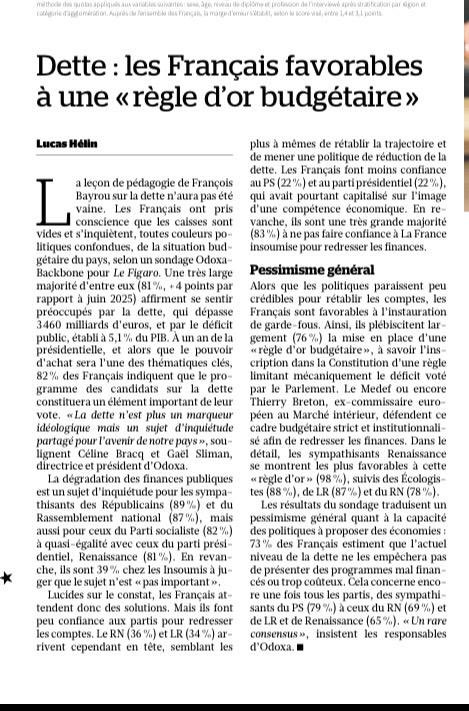 76% des Français favorables à la Règle d’or budgétaire.

Renaissance (98%), Écologistes (88%), LR (87%) ou encore RN (78%).

C’est la définition même d’Union sacrée.

Une France qui respecte ses comptes pourra de nouveau peser dans le monde qui vient. 

<a href="/Le_Figaro/">Le Figaro</a>