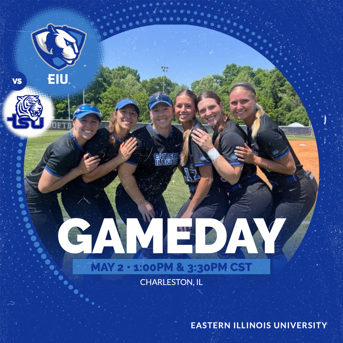 EIU_Softball's tweet photo. 💙🥎 IT'S SENIOR DAY 💙🥎 
🆚 TSU | 1:00PM &amp; 3:30PM CST
Help us celebrate our seniors who’ve left it all on the field, one last time, let’s bring the energy and pack the stands! https://t.co/o14DV8MONG