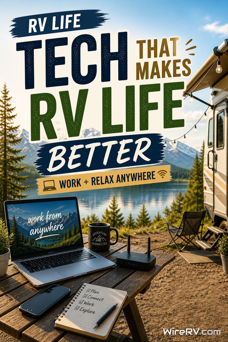 WireRV's tweet image. Work from a campsite
Relax by the lake
Stay connected anywhere

This is what the right RV tech setup makes possible 👇
wirerv.com/rv-tech-essent…

#RVLife #RemoteWork #RVTech #DigitalNomad #RVTravel