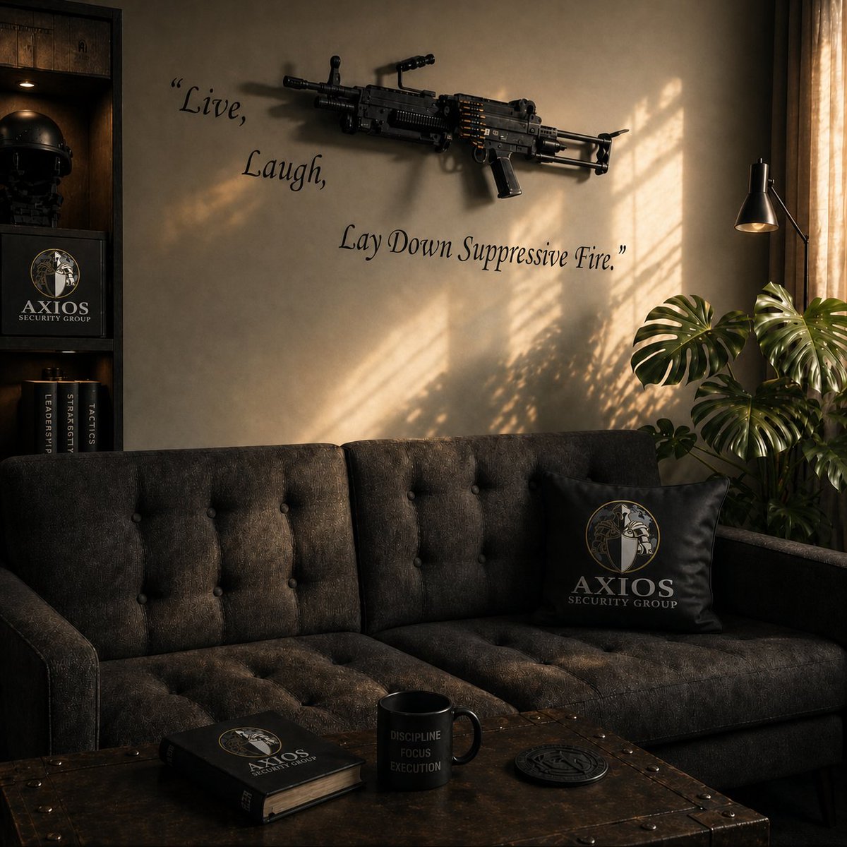 AxiosFirm's tweet photo. “Live, Laugh… check the perimeter.”

In my house, the wall art isn’t just decoration....

#AxiosSecurityGroup #EverVigilant #ExecutiveProtection #StayReady https://t.co/P8rYbpAv5G