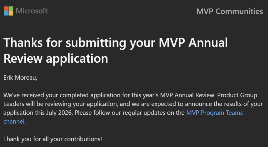 ErikMoreau's tweet image. Annual MVP Review submitted. Always an honor to contribute to the Microsoft community and help others grow. Looking forward to July’s results.

#MVP #Community #MVPBuzz #Windows #Surface #Renewal