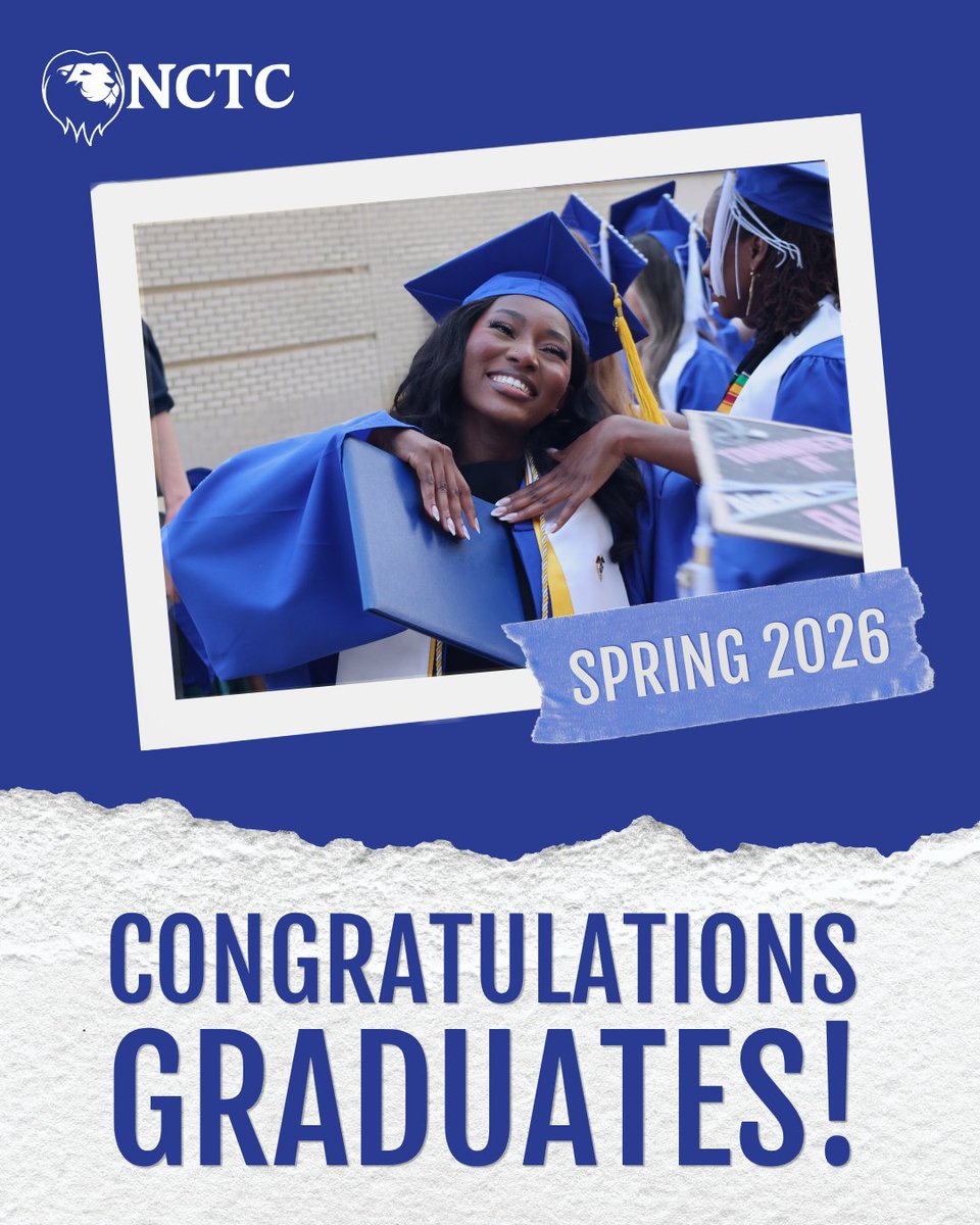 nctclions's tweet photo. To our Spring 2026 graduates—your dedication and perseverance made this moment possible. You’ve earned every bit of today's celebration! 💙🦁

🎓Spring 2026 Commencement Livestream: https://t.co/26pOSQOYo8 https://t.co/HgOozguKcj
