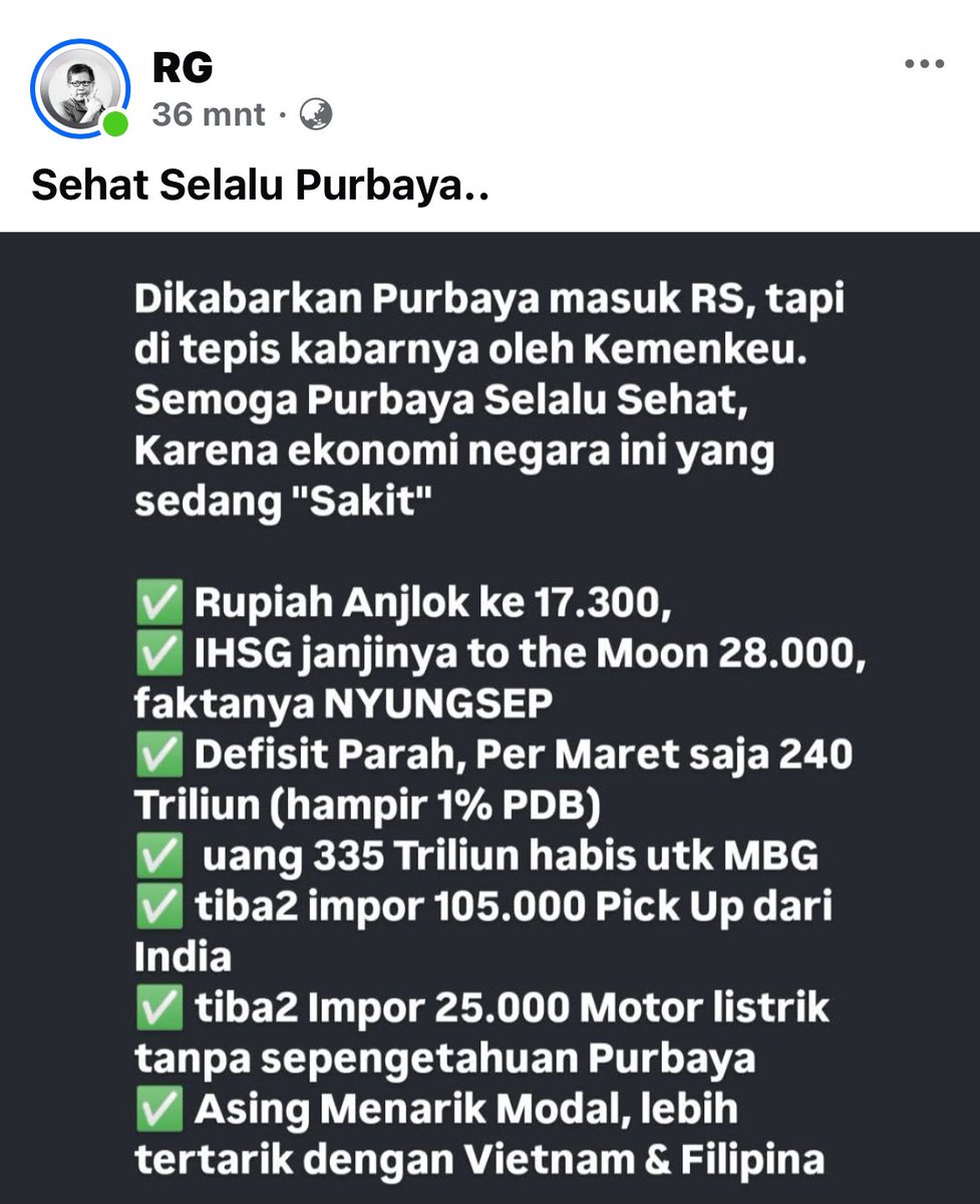ada yang lagi pusing mikirin duit negara sampe masukRS