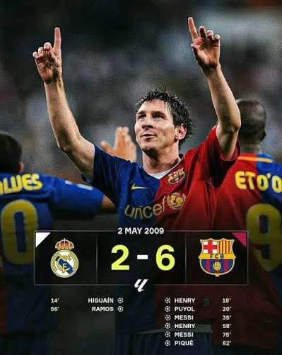 🎉❤️💙 Hoy 2 de mayo hace 17 años ❤️💙
El Barcelona le daba una cátedra de fútbol a su hijo el Real Madrid.