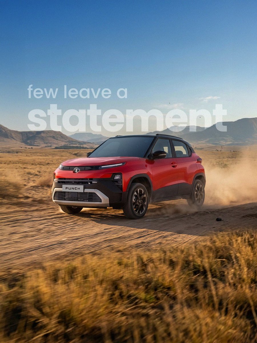 TataMotors_Cars's tweet photo. Don’t just leave tracks.
Command the terrain with The New 1.2L Turbo Charged Engine. #CommandMax
#TataMotors #TataMotorsPassengerVehicles #TataPunch #NewPunch #CommandWithPunch https://t.co/RGXdtRcLRP