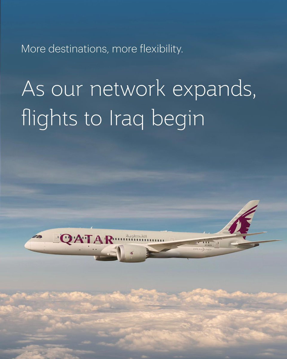 qatarairways's tweet image. Qatar Airways continues to reinstate its network across the Middle East, announcing the return of passenger flights to Baghdad (BGW), Basra (BSR), and Erbil (EBL) in Iraq, starting on 10 May 2026.

In parallel, Qatar Airways will reintroduce freighter services to Baghdad* from 7