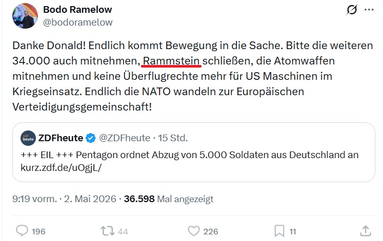 Woelfisches's tweet image. Bodo #Ramelow kann als Ministerpräsident nicht einmal Ramstein richtig schreiben. Linke sind dermaßen degeneriert und verblödet, kaum zu fassen!