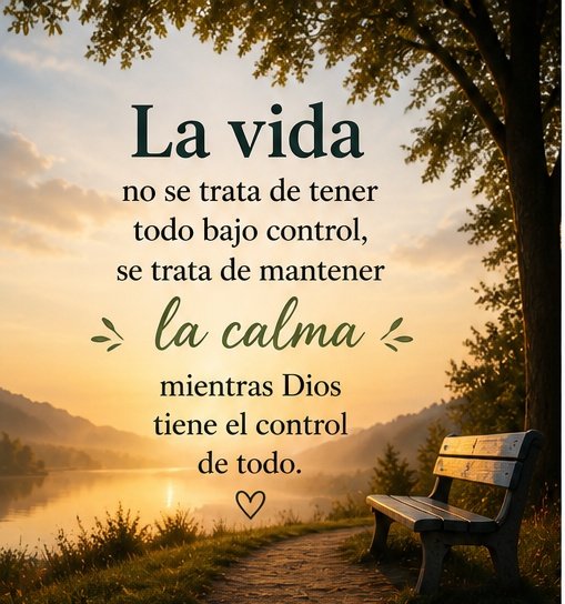 Motivosentuvida's tweet image. La vida no se trata de tener todo bajo control, se trata de mantener la calma... 
#BuenosDías 
#BuenosDíasATodos 
#FraseDelDía 
#FelizSábado