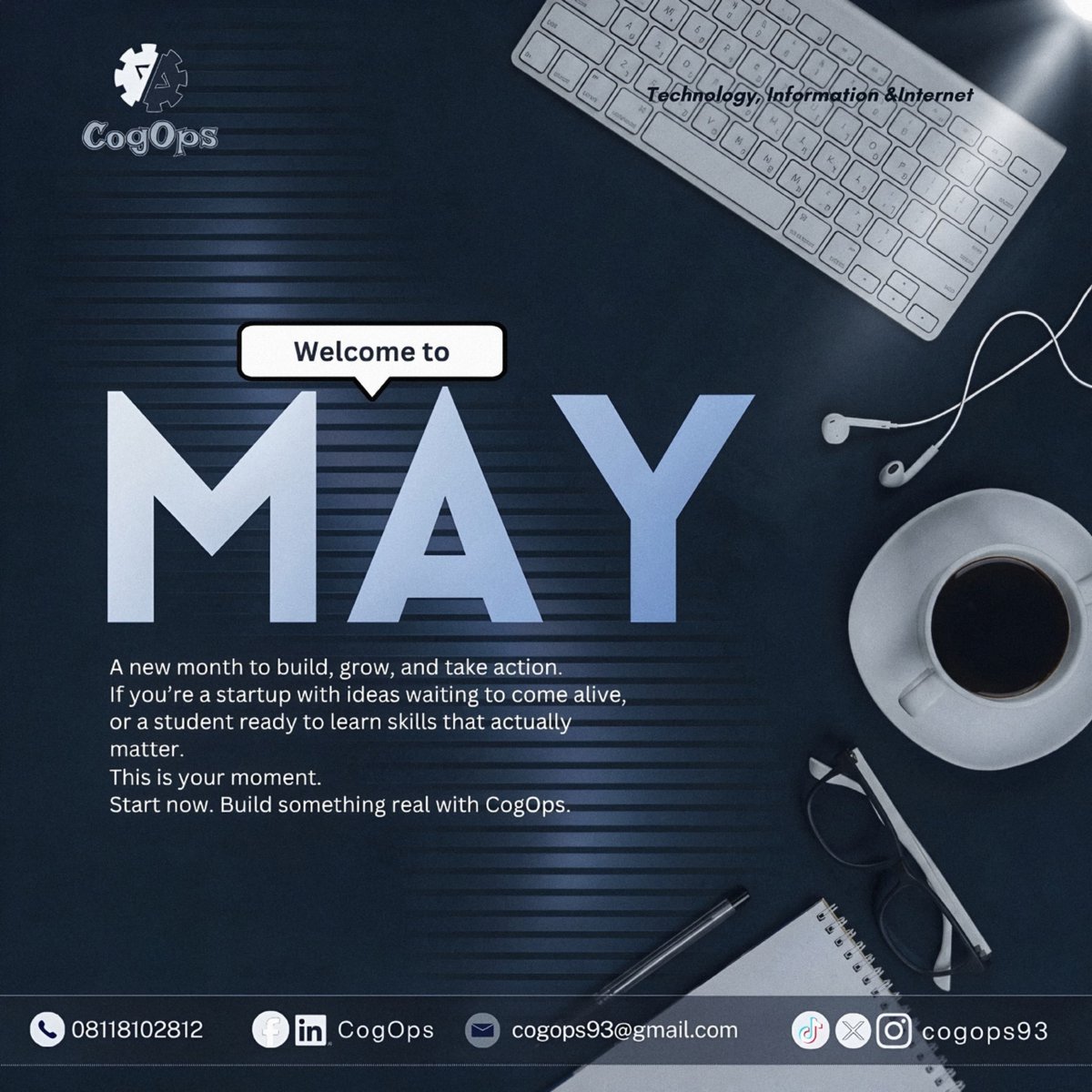 CogOps93's tweet photo. New month. New goals. New builds. 🚀

May is your chance to stop waiting and start creating.
Whether you're a startup or learning a skill, this is your moment.

Let’s build something real with CogOps.
#NewMonth #Tech #BuildInPublic #StartNow https://t.co/aemnmSX4pN