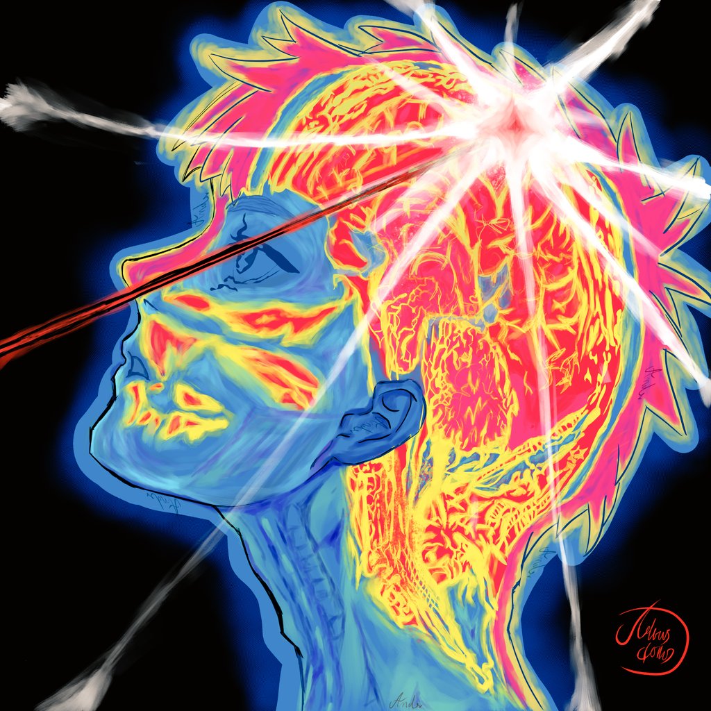 Divus1Julius's tweet photo. Trying out thermal camera color palette :D,
 just like getting lobotomy i think 😵

#thesummerhikarudied 
#光が死んだ夏 #krita #artmoots https://t.co/qBVAVREJFq