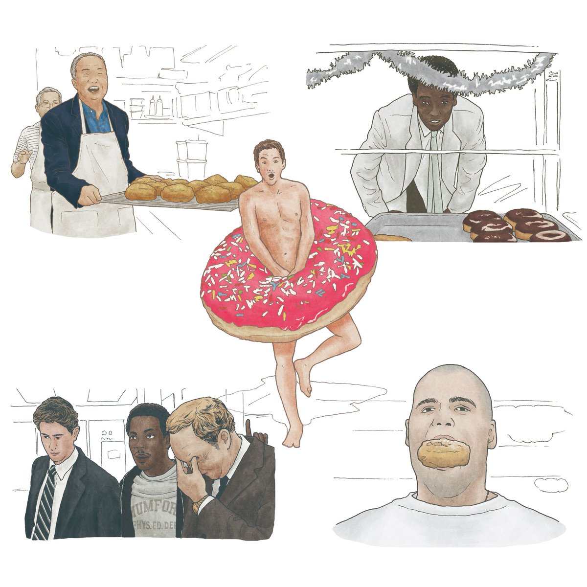 atuyikazirom's tweet image. SAVVY 2026 JUNE
.
発売中の『SAVVY』6月号にて、「ドーナツを食べたくなる映画」ページのイラストを担当させていただきました。ドーナツが印象的な映画5作品のワンシーンを描いています。
.
.
.
#illustration #artwork #savvy #サヴィ #ドーナツを食べたくなる映画