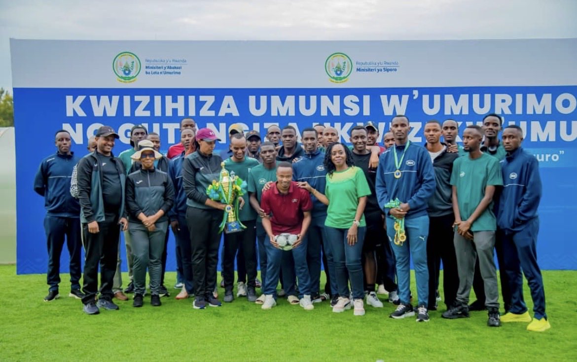Rwandamigration's tweet image. On 1st May 26 the finals of Association Rwandaise pour la Promotion du Sport au milieu du Travail #ARPST Labour Day Tournament, @Rwandamigration played and won 🏆#Champion 🥇 in #Football⚽️ against @RBCRwanda in Men category B