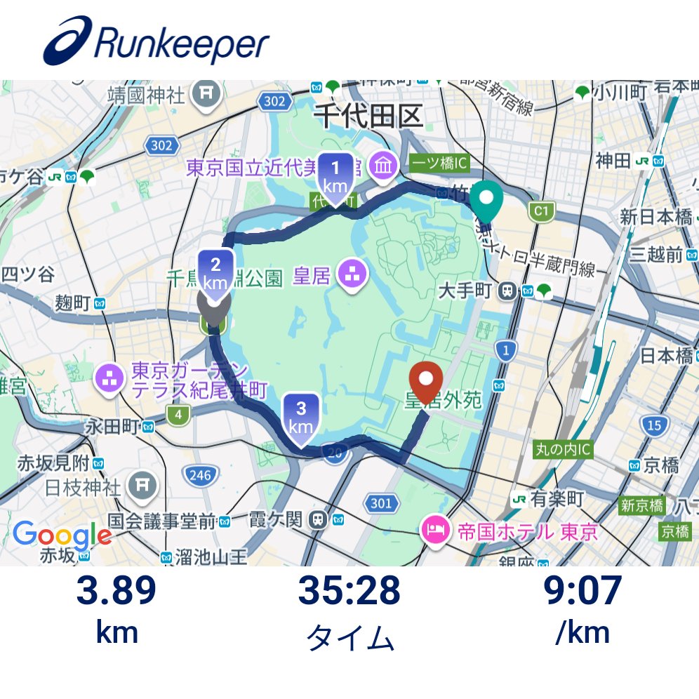 morit777's tweet photo. 奥さんと皇居ラン！
のんびり走りました〜
気持ちよかった！

Runkeeper でアクティビティを完了しましたhttps://t.co/s5ruU7OFj5 https://t.co/c2dSb85AFX