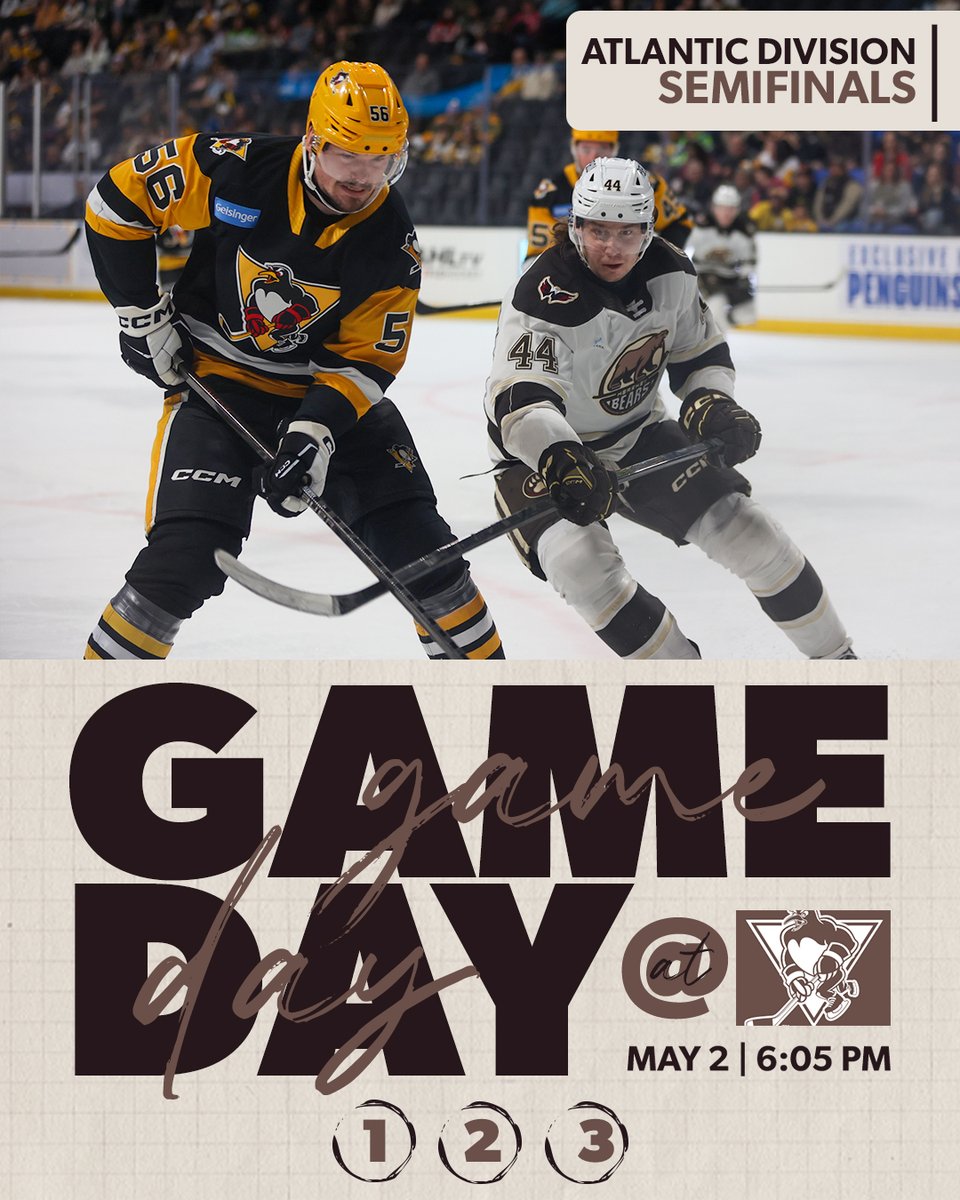 TheHersheyBears's tweet photo. We look to level the series against the Penguins tonight in Game 2!
Catch the broadcast on @FOX43.2 Antenna TV!
π° https://t.co/frbw6MVcy8 https://t.co/4GoAIhzrt1