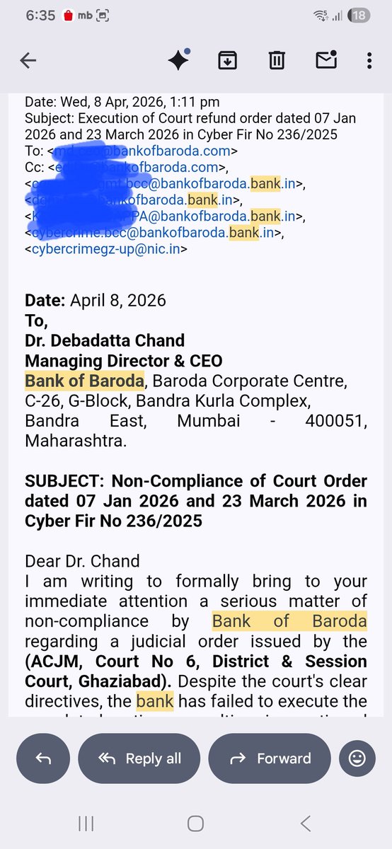 harryhariom's tweet image. 🚨 20+ Emails.
📩 MD Desk Escalated.
👔 Senior Management Looped.

...and STILL zero response from @bankofbaroda branch.
This isn't just a delay, it’s a major service lapse for critical Cyber matter &amp;amp; disregard for judicial directives
#CustomerServiceFail #CyberSecurity