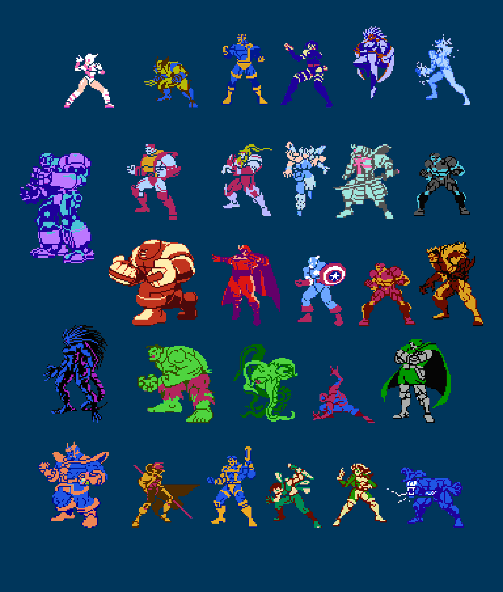 picopico256's tweet photo. 昔描いた、ファミコン版マーベルスーパーヒーローズに、グウェンプールを追加いたしましてございます。 https://t.co/e6t7Ugsj3D