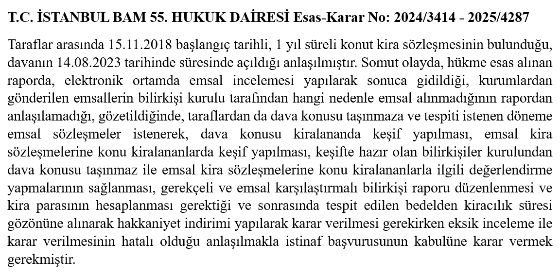 yankibuyuksezer's tweet photo. Kırk yılda bi BAM'ın emsalden Kira Tespit kararını kaldırası tutmuş artık rapor nasıl bir şeyse

İst Bam 55 HD 2024/3414 E 2025/4287 K 17.11.2025 https://t.co/KldSwXF5cy