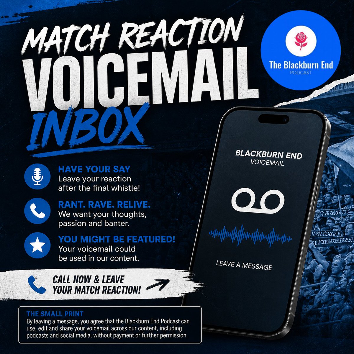 blackburnendpod's tweet photo. 🚨 FANS MATCH REACTION🚨 

Have thoughts on today's game? The season as a whole?

Leave your voicemail now (up to 90 seconds), and best will be used in this week's podcast!

https://t.co/elBi2Mw06T https://t.co/mkLBS9dwbe