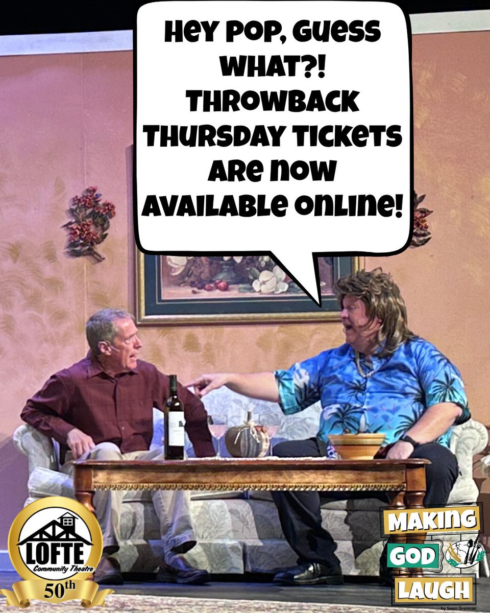 TheLofte's tweet image. That's right! Our #ThrowbackThursday prices are now available online, starting at 8:00 am Thursday morning! Get your $12 tickets ONLY available on Thursday for the Thursday show. Visit lofte.org/throwback-thur… for details. Get tickets at lofte.org/tickets