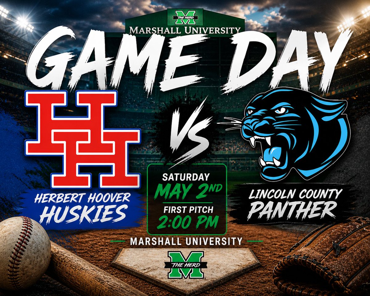 HHHS_Sports's tweet image. Herbert Hoover Huskies Baseball Team travels to Marshall University this afternoon to take on the Lincoln County Panthers. First pitch set for 2:00 PM. Good Luck Huskies #TheRiver #GoHuskies #wvprepbase